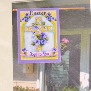 Vertical Flag Easter Joys To You Cross‎ Christian Garden Flag 27x37 NEW
